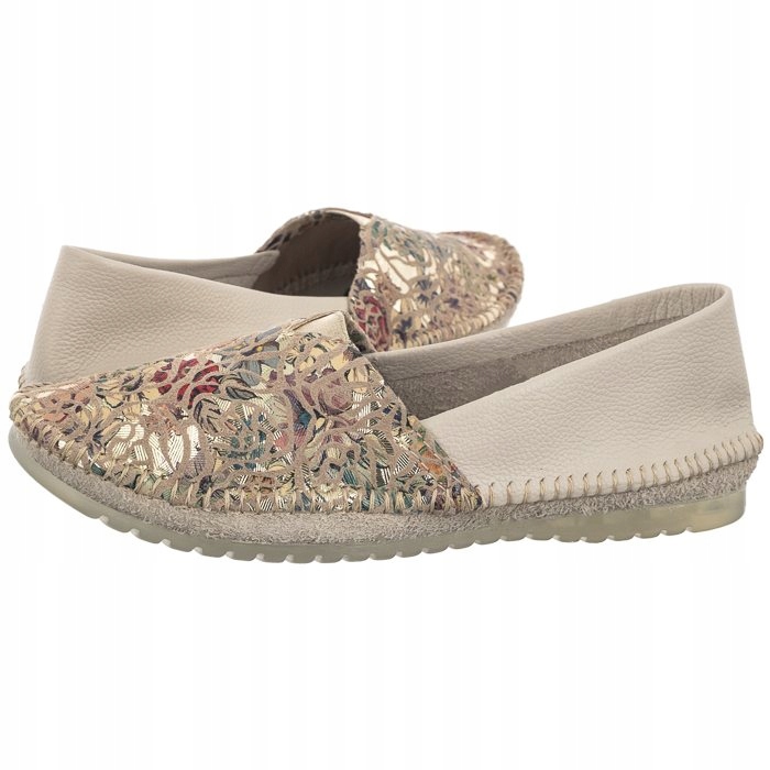 Dámské kožené baleríny Maciejka Béžové/Květiny 1930B-04