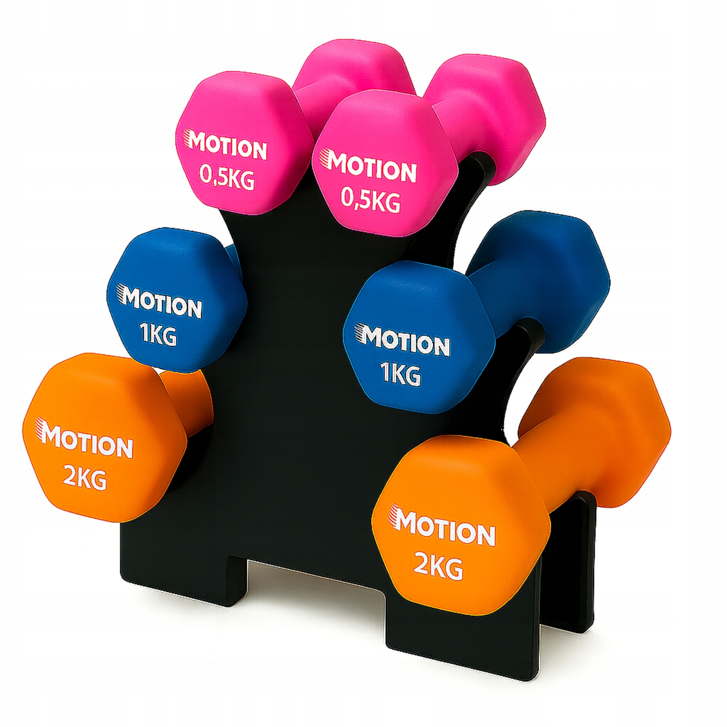 Sada Neoprenových Činek Stojan Na Závaží Na Stojanu Činky 6 Ks Motion