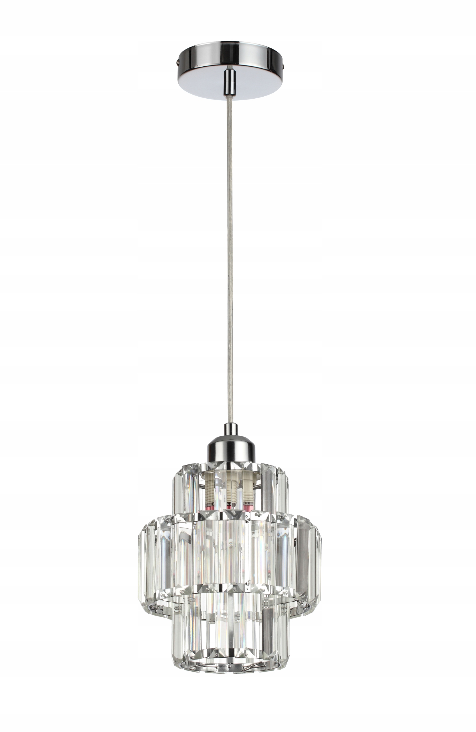 Kryształowa piękna lampa Targa chromowa z kryształów do salonu glamour holu