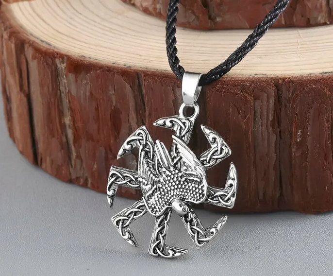 Naszyjnik Runa Kolovrat Swarzyca Kołowrót Orzeł Wiking Srebrny Talizman Marka bez marki