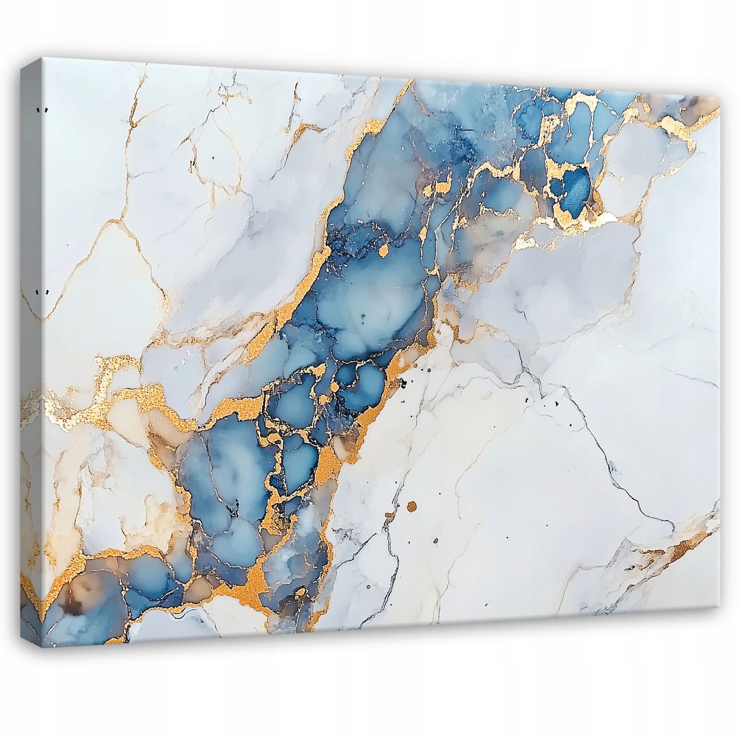 Obraz Abstrakce Mramor Zlato Modrá Ložnice Obývací Pokoj Na Plátně 120x80
