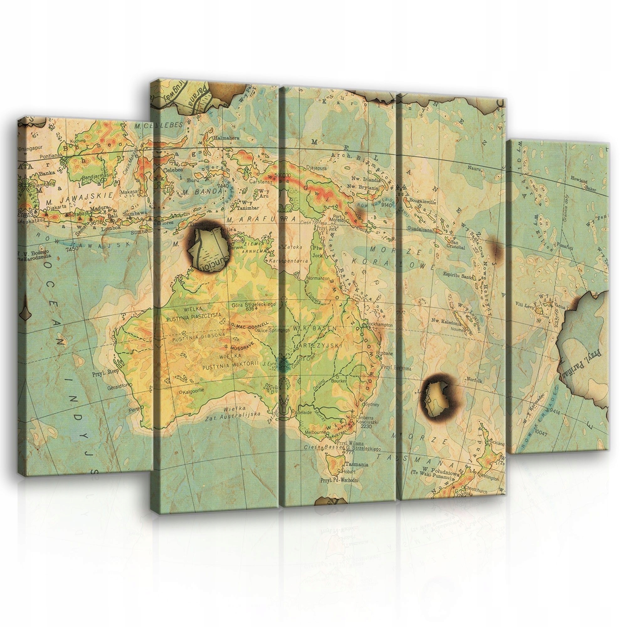 Obraz 150x100 Stará vintage mapa Austrália India cestovanie história starožitností