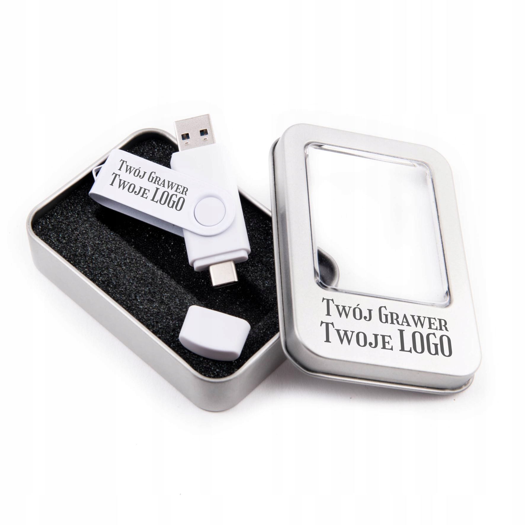 Pendrive 128 Gb 3.0 Usb-c Typ C Bílý S Krabičkou Gravírovací Logo Gadget