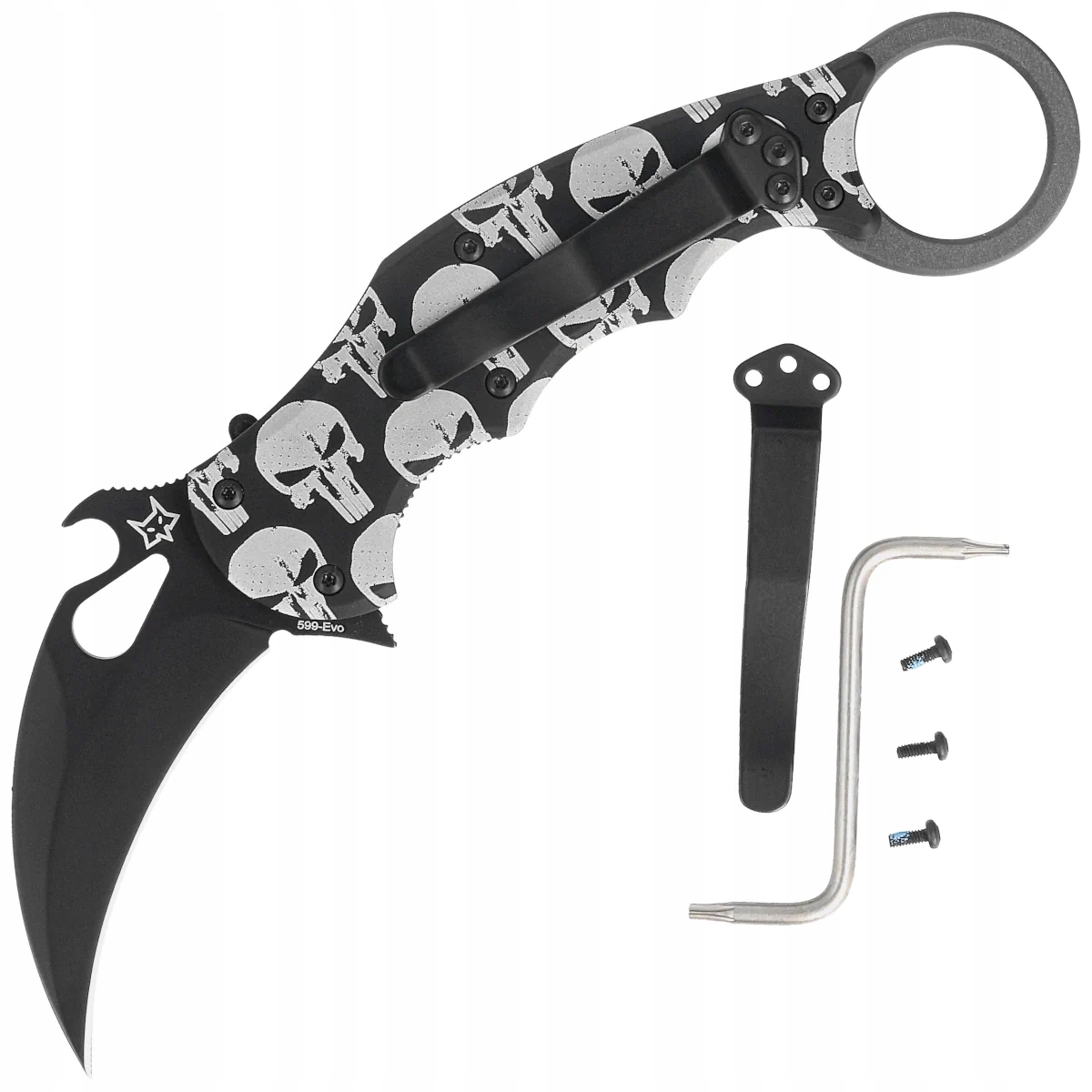 Nůž Fox The Skull Karambit Black Aluminium, Black N690Co