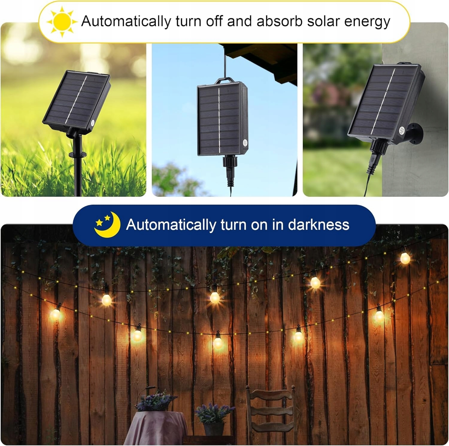 LITARK Solarna Girlanda Zewnętrzna 20 Żarówek 10m 100 LED Pilot USB — miniatura 4