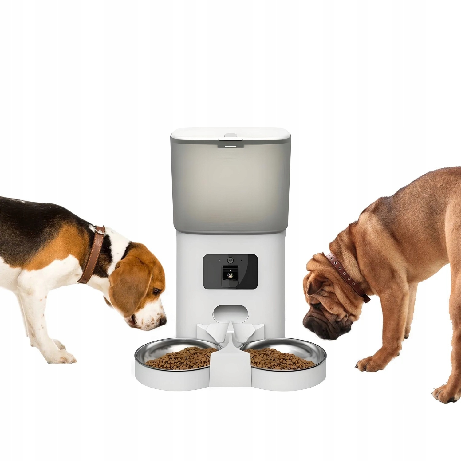 Levně Inteligentní automatická miska pro kočky psa Dvojitá Wi-Fi kamera Apka 6 l