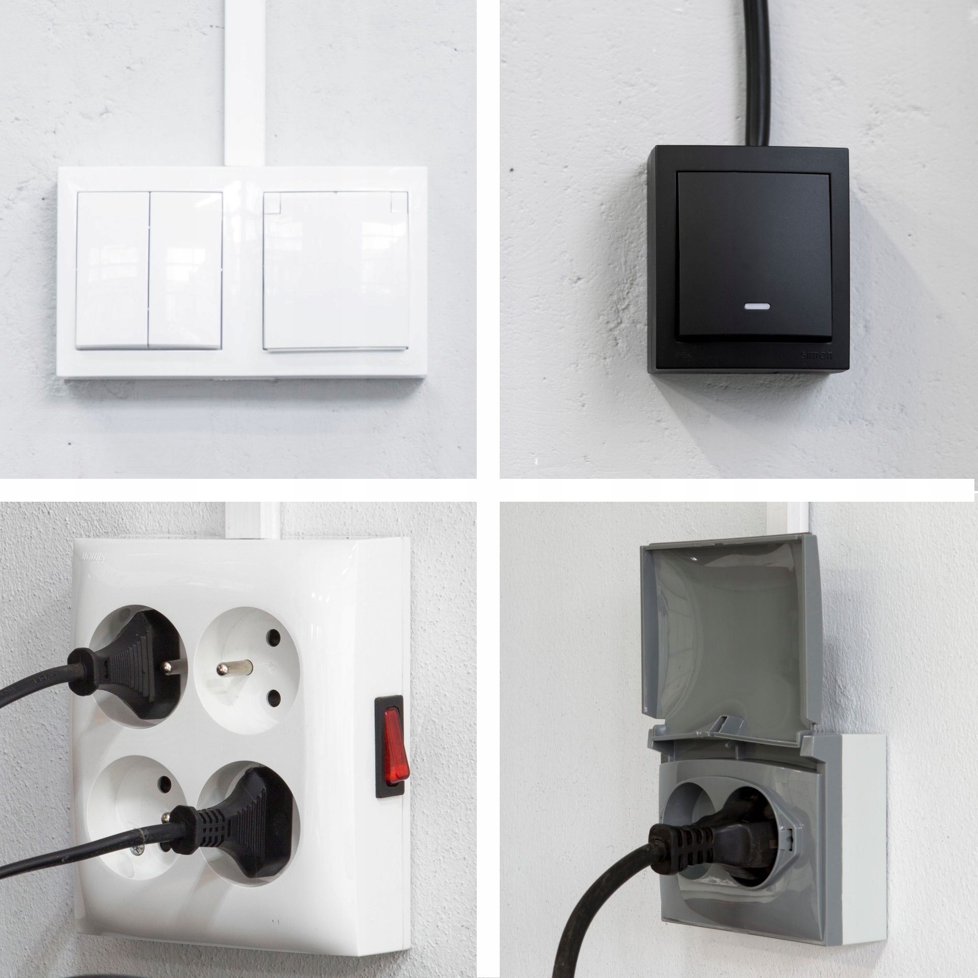 SIMON AQUACLICK Gniazdo poczwórne natynkowe klapka Rodzaj gniazda ścienne