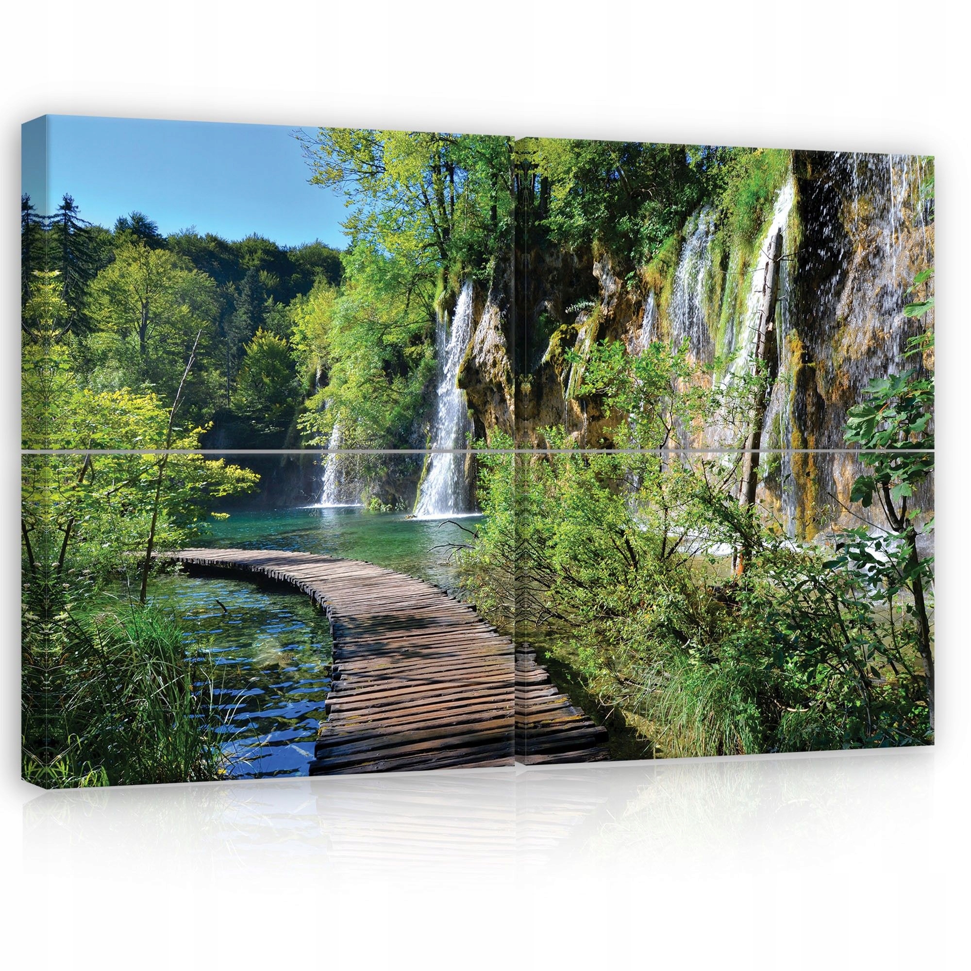 Obraz 120x80 Vodopád jazero drevený chodník príroda krajina Chorvátsko