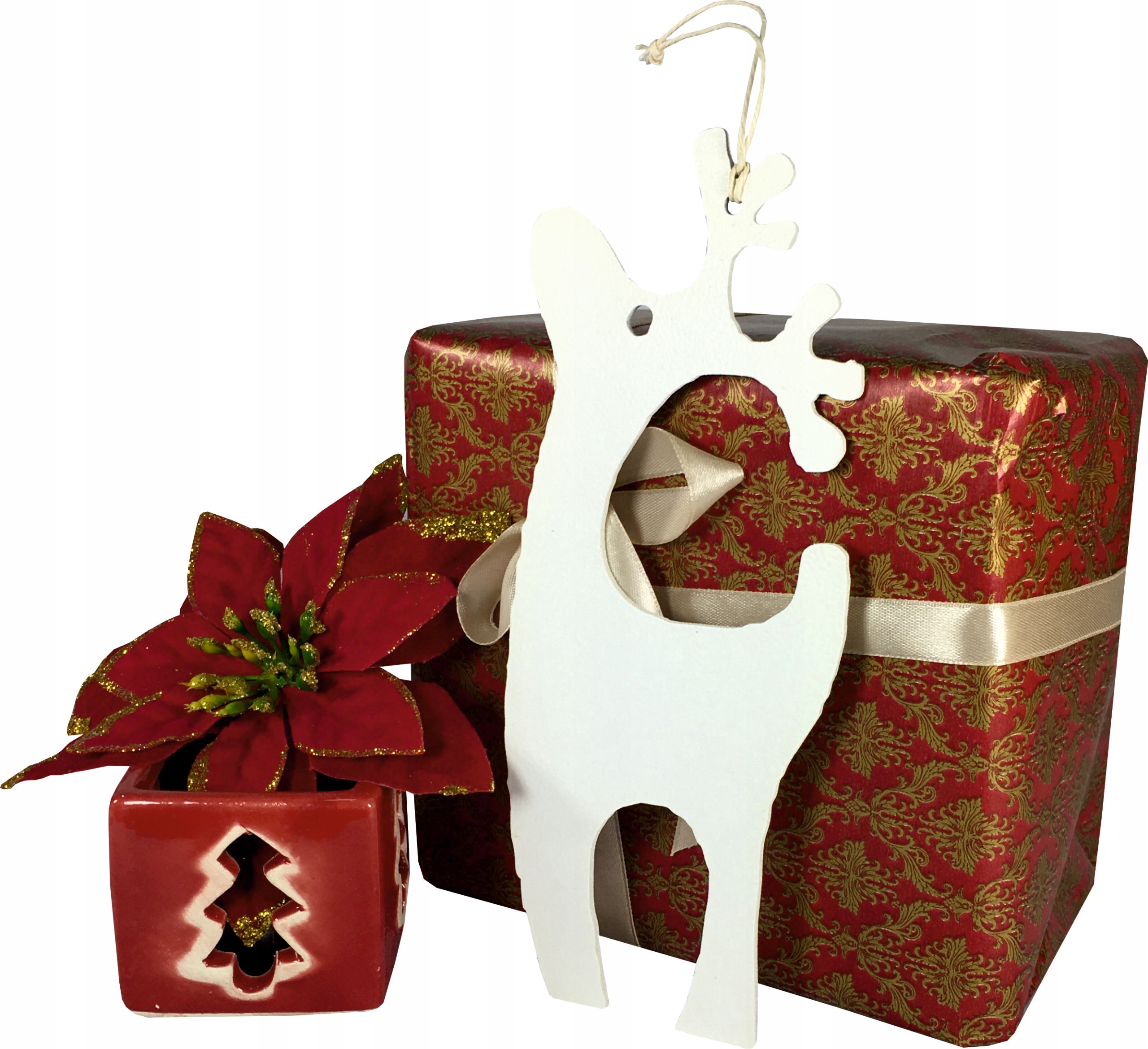 BOMBKA ZAWIESZKA RENIFER DREWNIANY NA CHOINKĘ 30CM