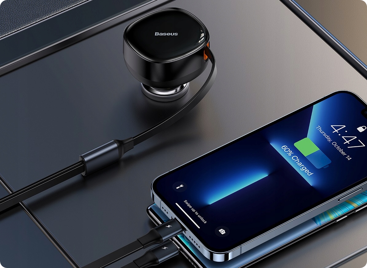 BASEUS SZYBKA ŁADOWARKA SAMOCHODOWA Z KABLEM USB-C I LIGHTNING DO APPLE 30W Przewód w zestawie tak
