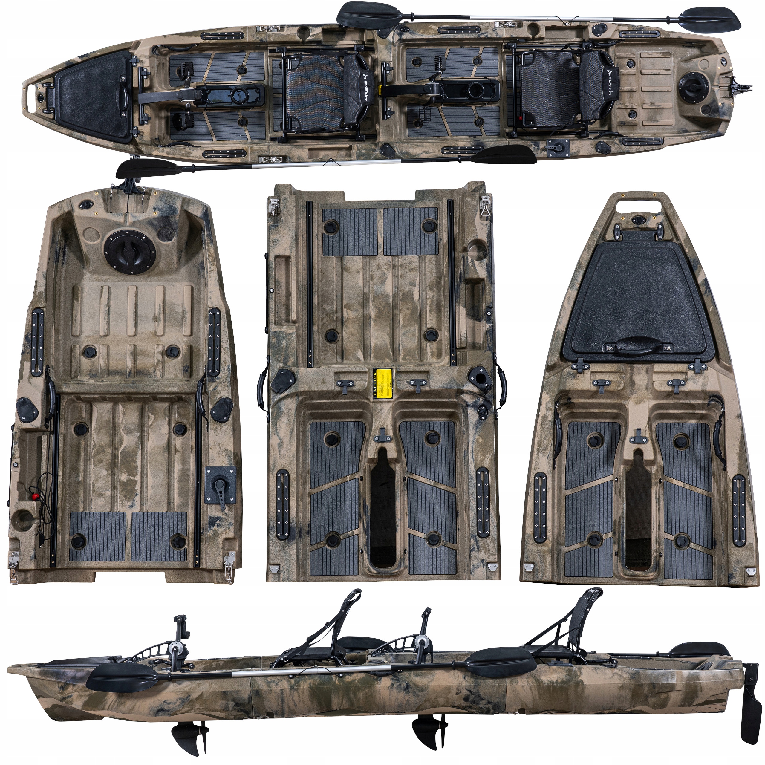 Dwuosobowy Modułowy Kajak Wędkarski Z Napędem Nożnym 450CM Składany