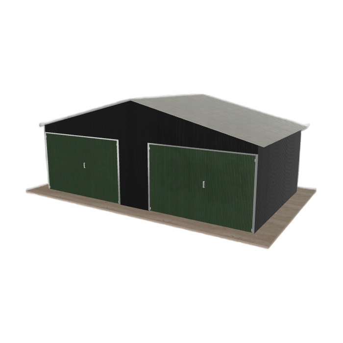 Plechová garáž 7x4 m dvoupolohová, dvoupolohová, černá