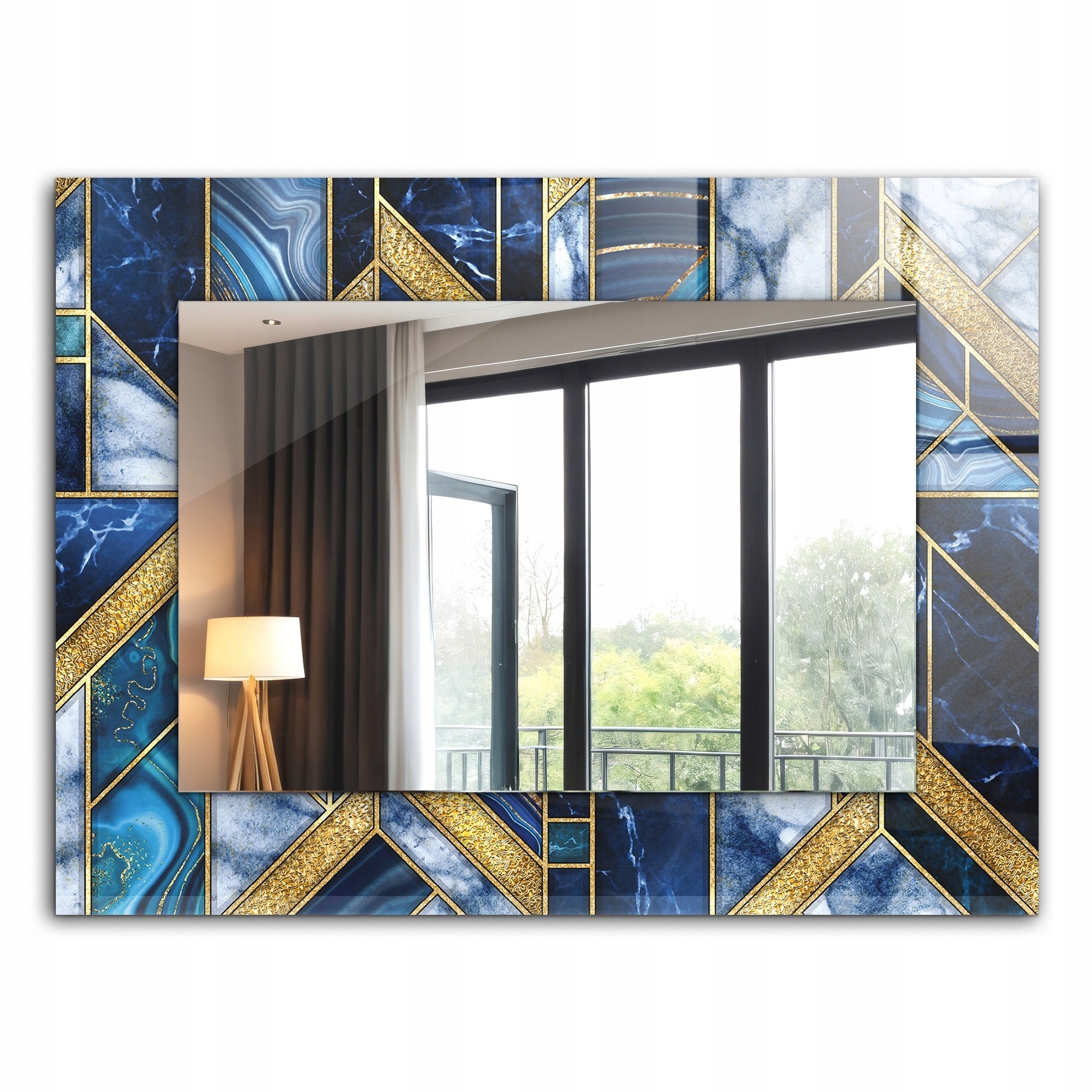 Zrcadlo s potiskem na zeď XXL 80x60 cm Abstraktní geometrická mozaika