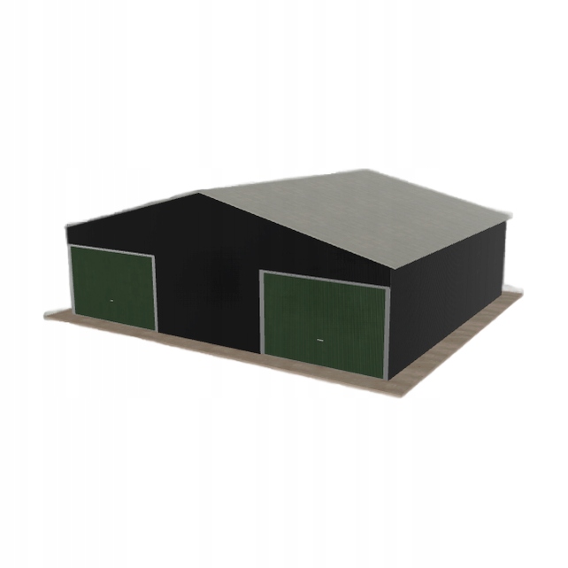 Plechová garáž 9x8 m dvoupolohová, dvoupolohová, černá
