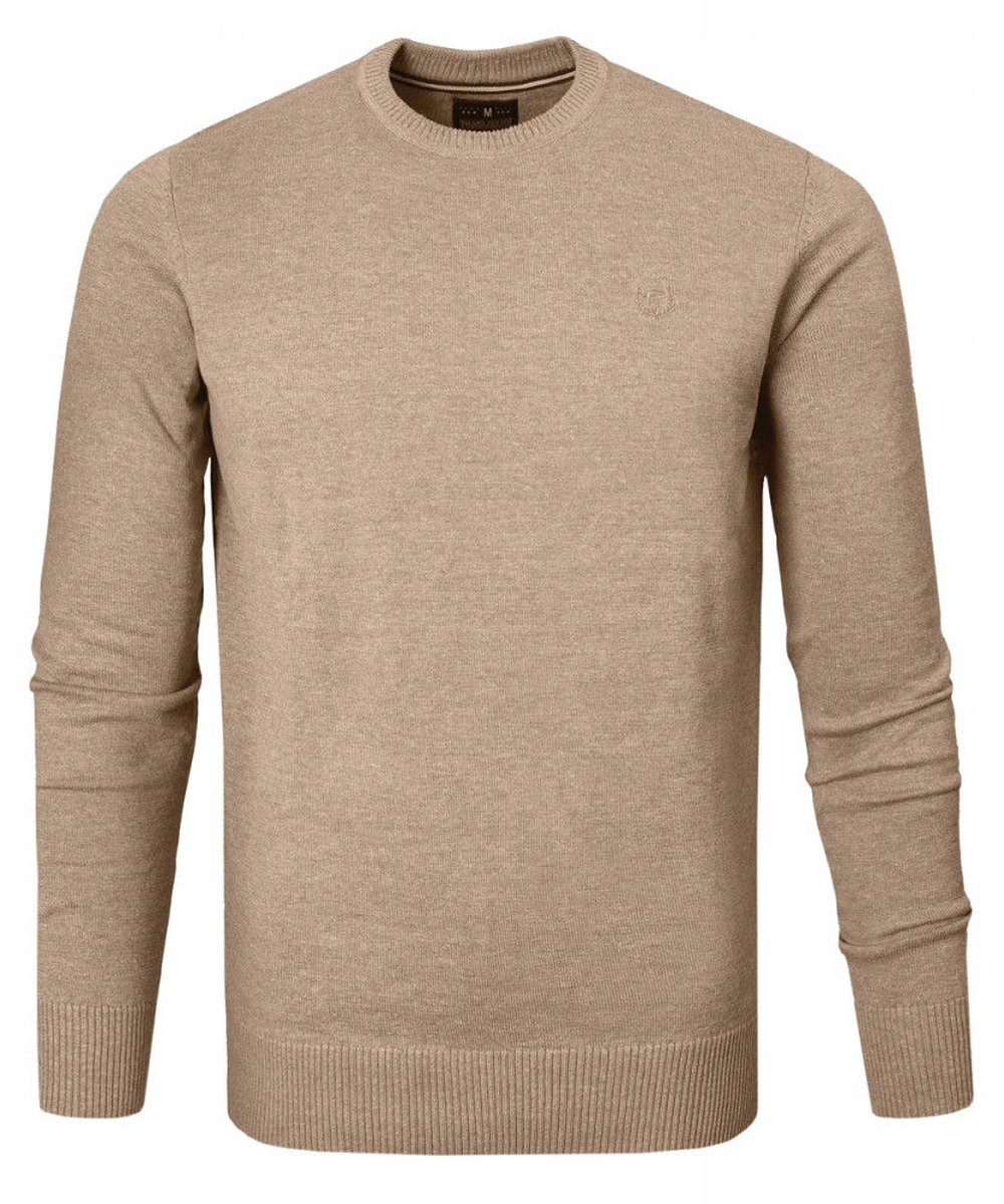 Bavlněný pánský svetr s Kulatý výstřihem Pako Jeans béžová L
