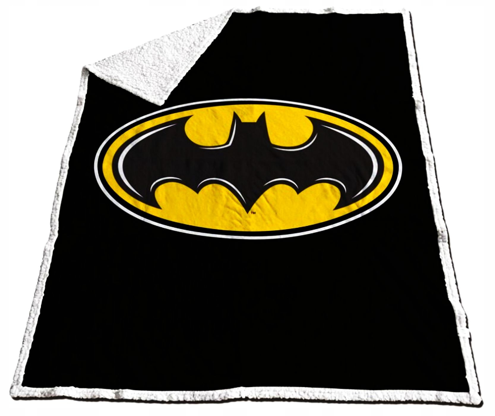 Velká Silná Deka Batman Velké Logo Batmana Zadní Strana Bílá Kožíšek Beránek Sherpa