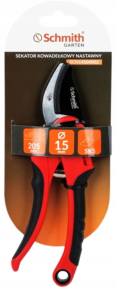 SEKATOR OGRODOWY KOWADEŁKOWY NASTAWNY 205mm DO GAŁĘZI KRZEWÓW SCHMITH