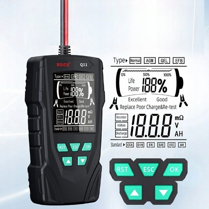 Tester akumulatora samochodowego 12V 24V z wyświetlaczem BSIDE Q11 EAN (GTIN) 6933540316345