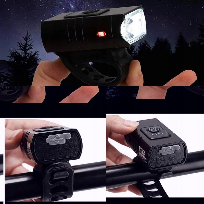 LAMPKA ROWEROWA LED PRZÓD 800 LUMENÓW MOCNA TYŁ OŚWIETLENIE ZESTAW OKAZJA Źródło światła LED