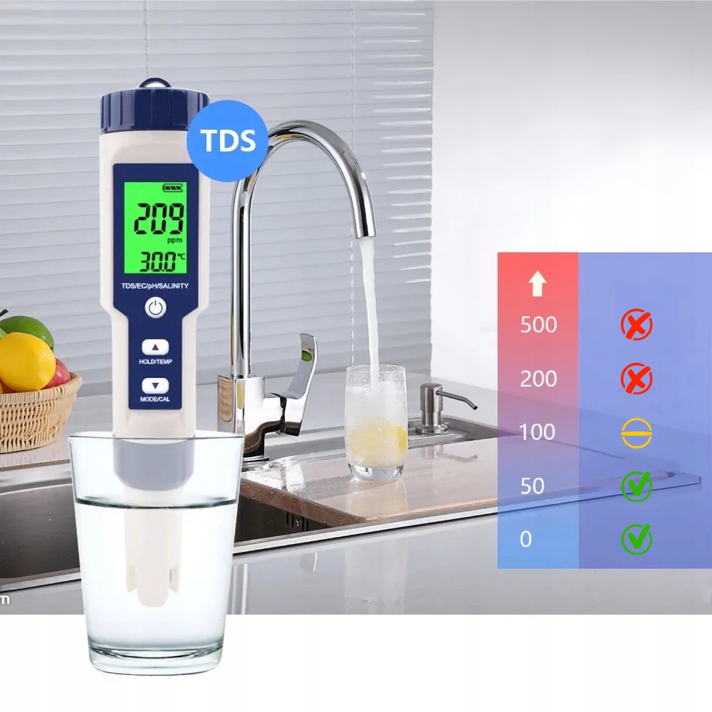 Levně 5V1 Bazénový Měřič Ph Tester Na Vodu V Bazénu, Teplota Tds