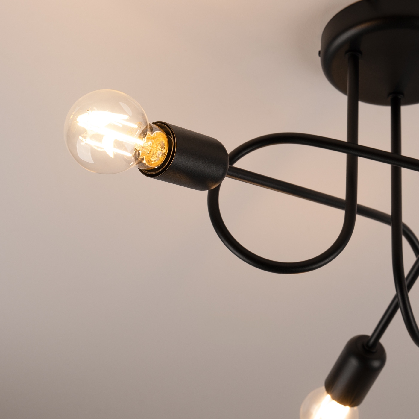 NOWOCZESNA LAMPA SUFITOWA PLAFON EDISON 3 CZARNY Zasilanie sieciowe