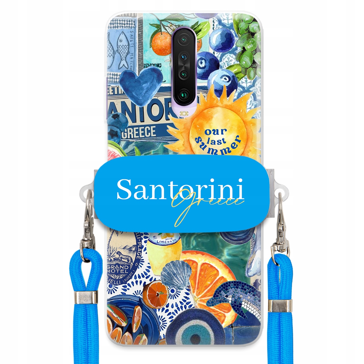 Puzdro pre Xiaomi Redmi K30 Modré Crossbody vodítko držiak Santorini Sea