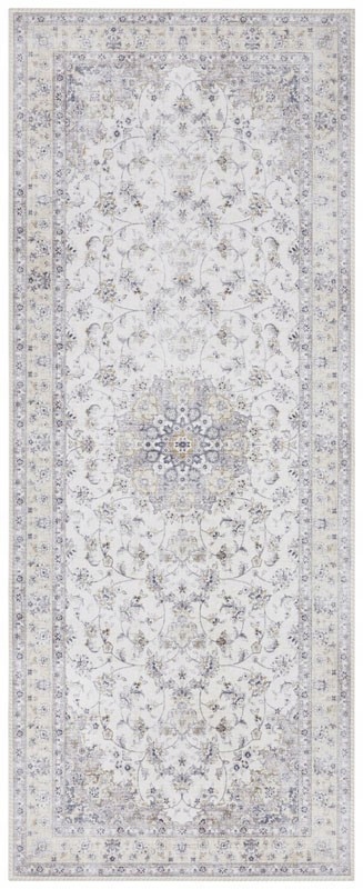 Behúň 80x200 na chodbu a predsieň, šedý, orientálny, plocho tkaný vzor