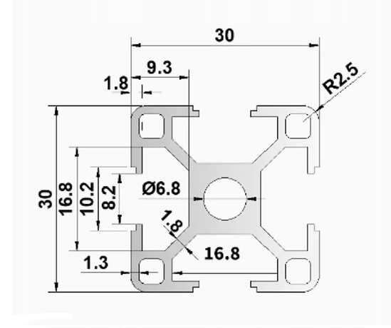 PROFIL ALUMINIOWY KONSTRUKCYJNY T8 30x30 500mm Marka Inny producent