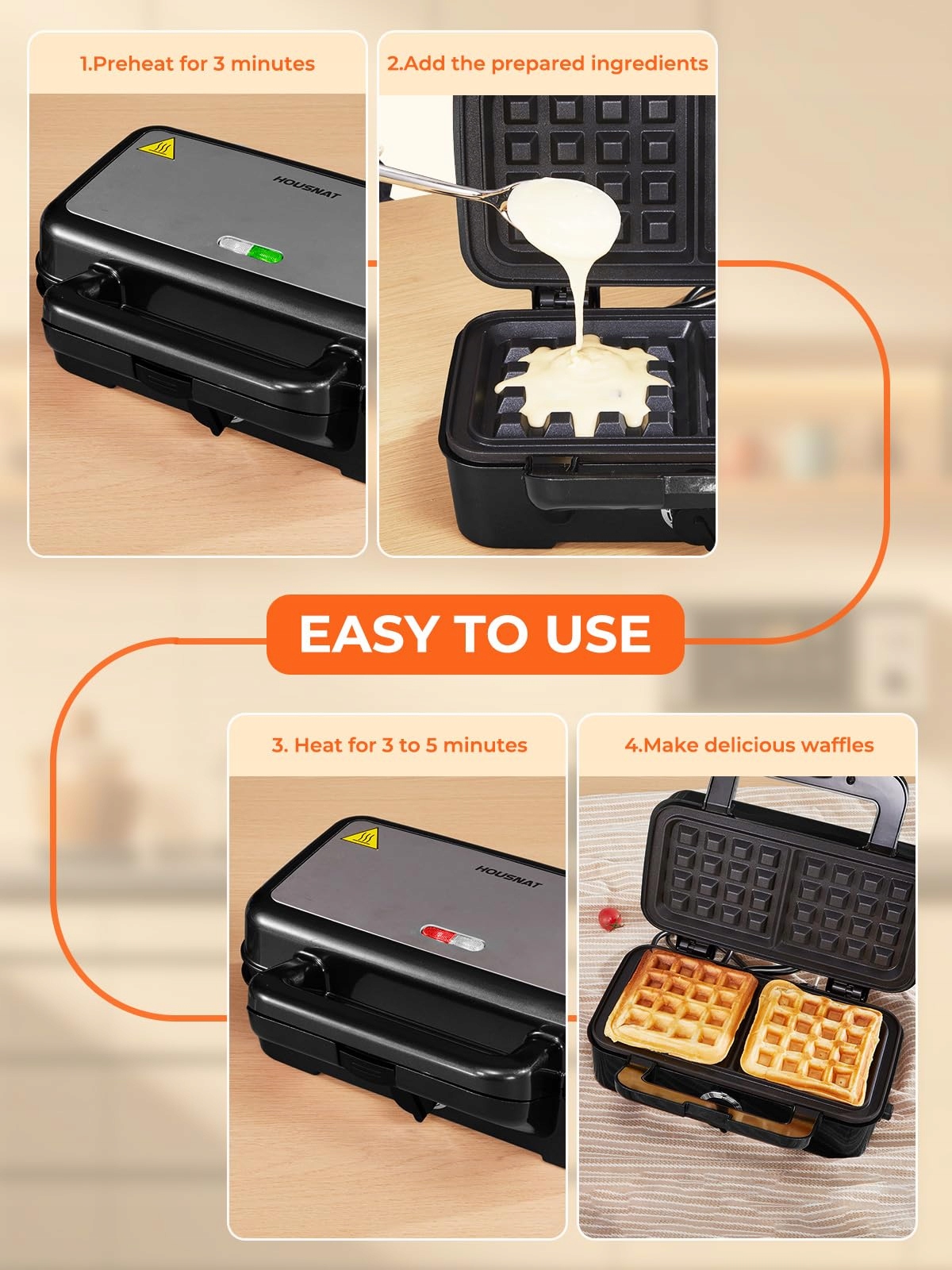SANDWICHMAKER 3W1 GOFROWNICA GRILL KONTAKTOWY 1200W ANTYPOŚLIZGOWY — miniatura 5