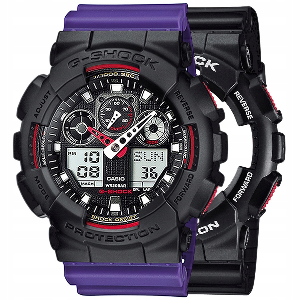 Sada G-shock GA-100-1A4ER Černá Fialová
