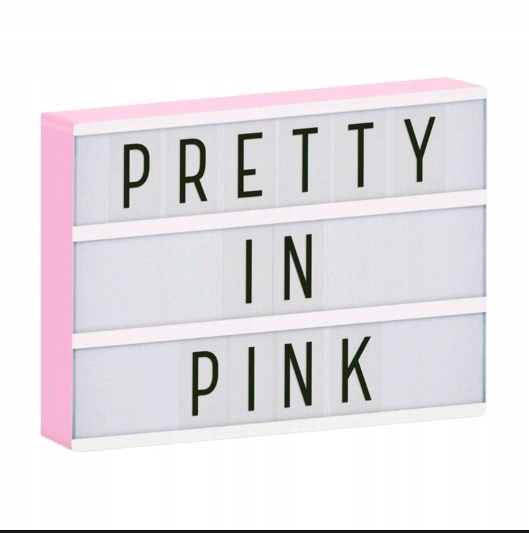 LIGHT-BOX TABLICA Z NAPISAMI LED PODŚWIETLANA Różowa kolorowe napisy