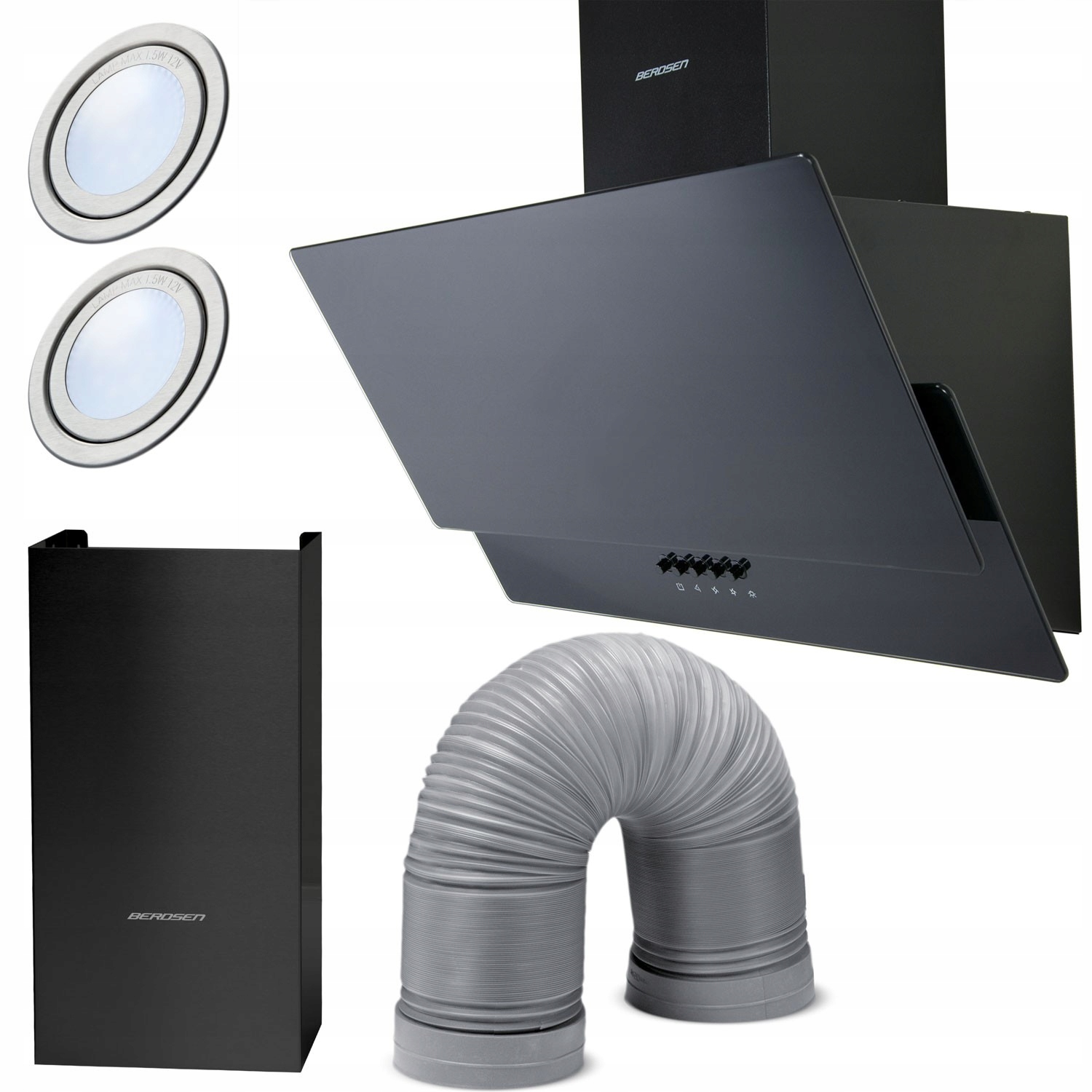 Okap kuchenny kominowy 60 cm Berdsen BT-211 czarny, Berdsen, 3211.590204131