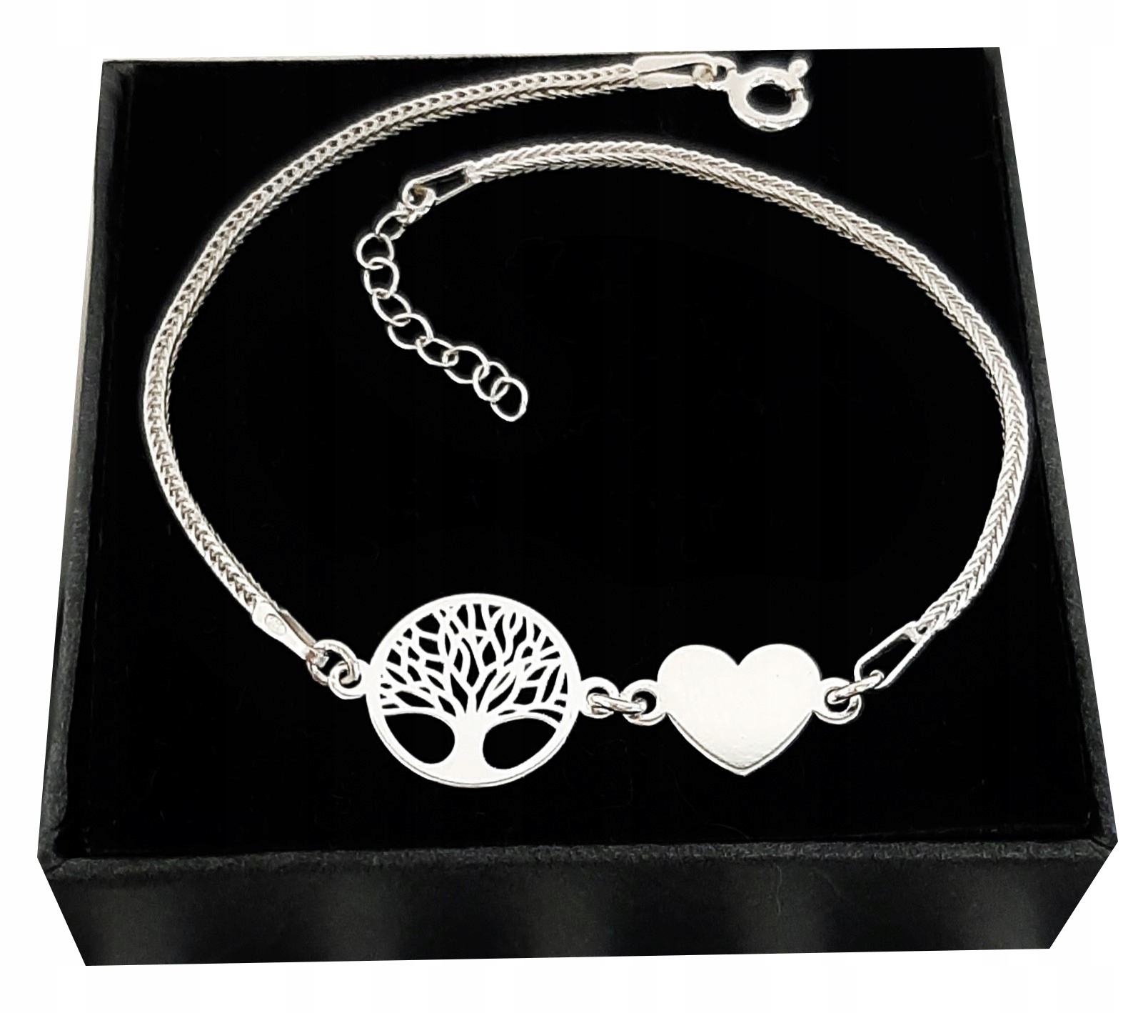 

Bransoletka srebrna drzewko szczęścia Serce Grawer