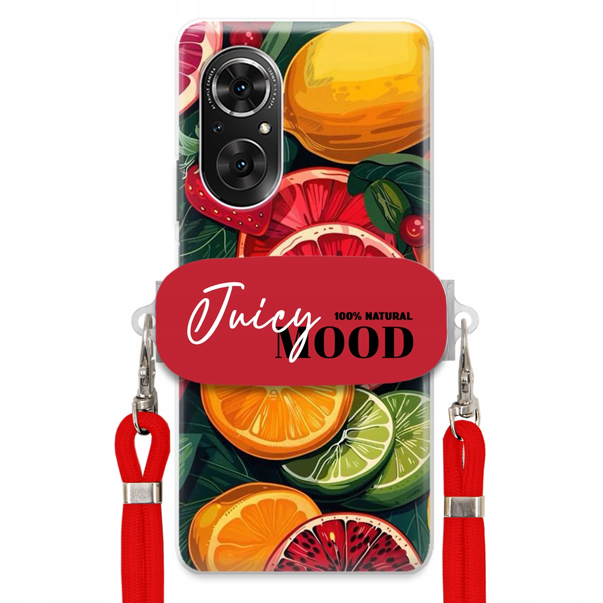 Puzdro pre Huawei Nova 9 Se Červené Crossbody vodítko držiak Juice Mood Ovocie