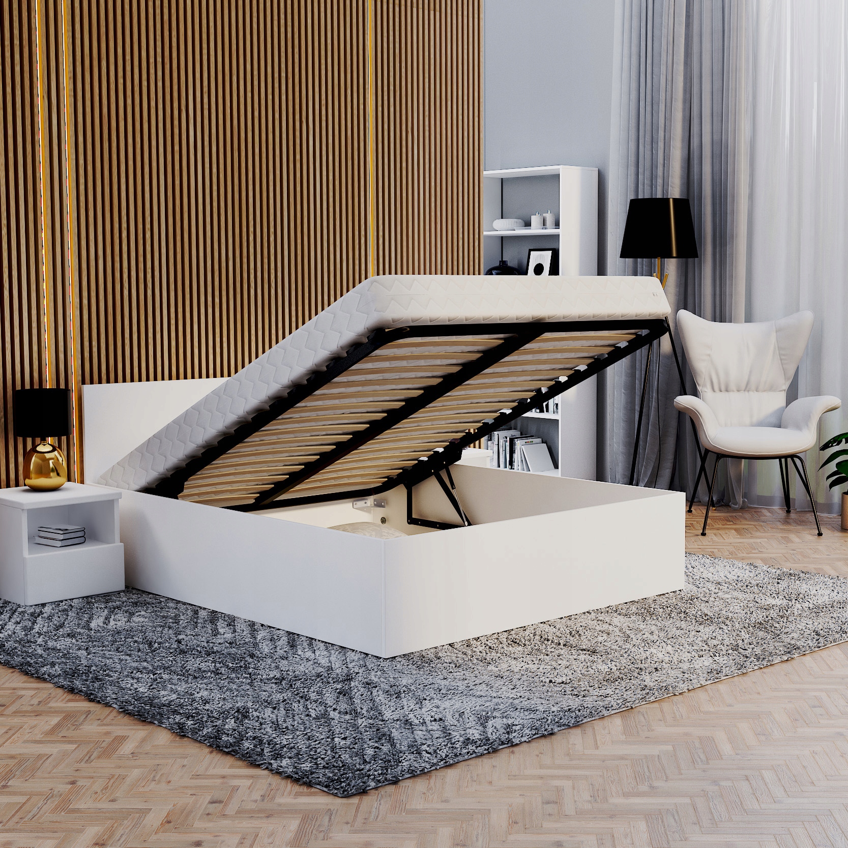 

Łóżko 140x200 stelaż metalowy materac Panama MM