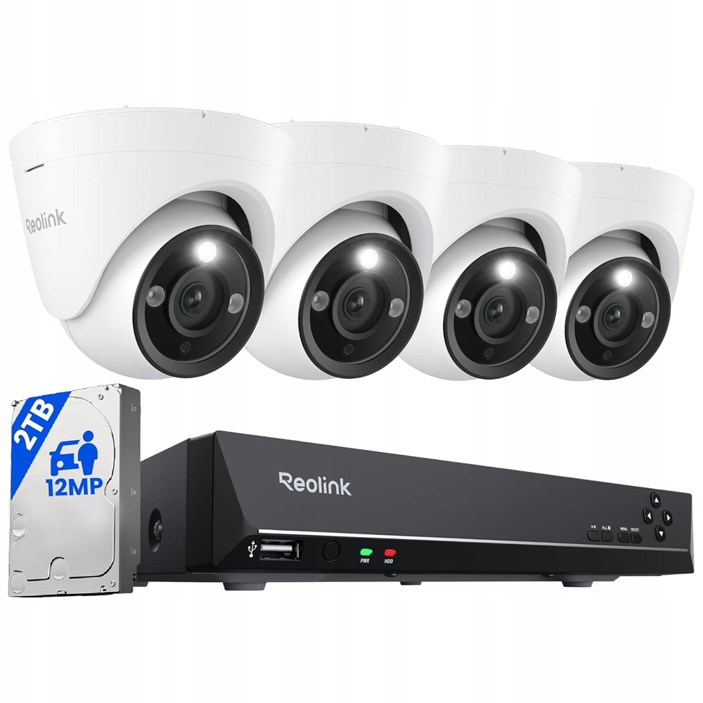System Kamer Reolink Zestaw Do Monitoringu 4X Kamery Rejestrator 12 Mp