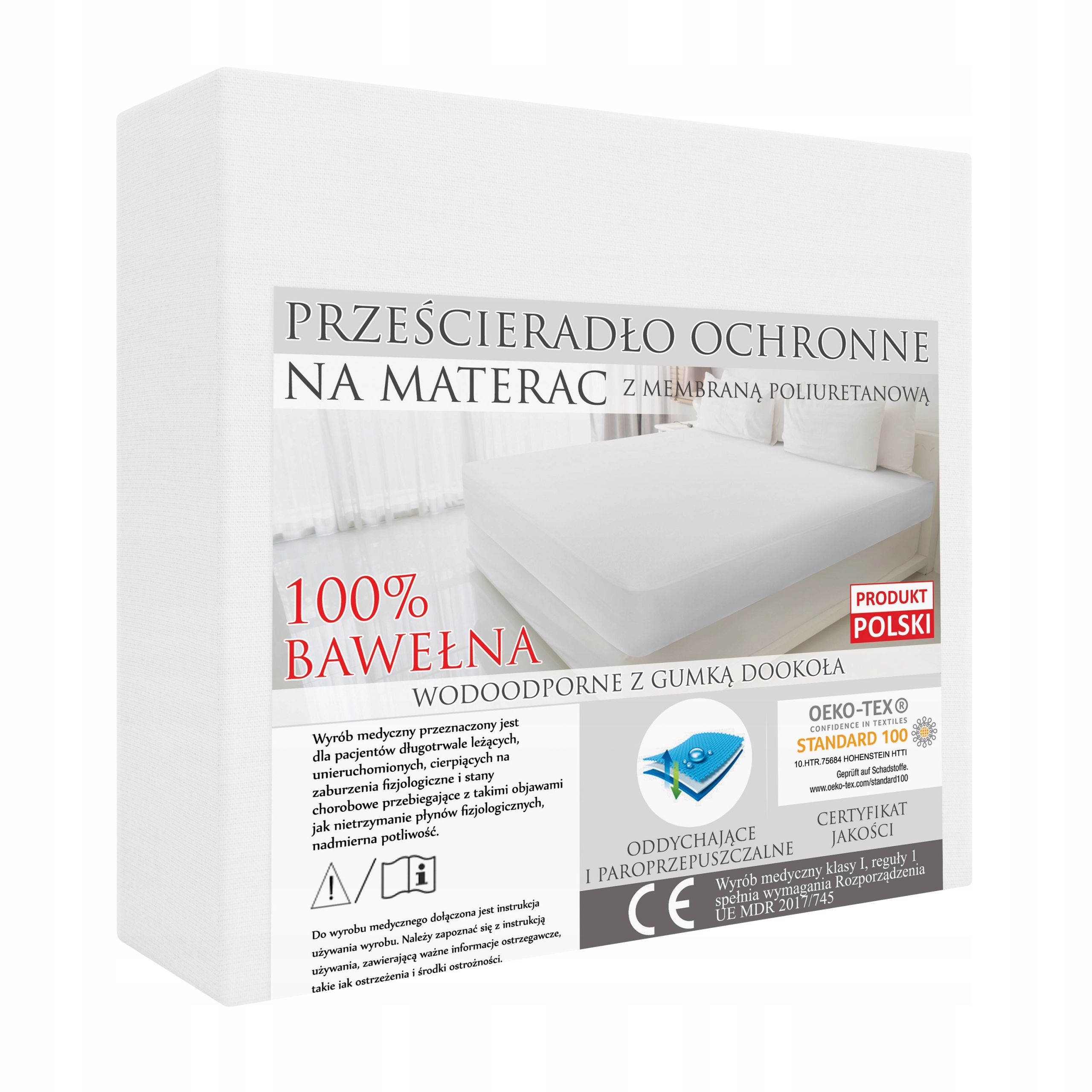 OCHRANIACZ NAKŁADKA NA MATERAC 100x200 GUMKA DOOKOŁA 100% BAWEŁNA JERSEY ! Szerokość produktu 100 cm