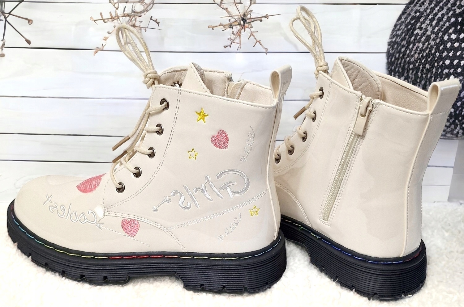 Kozaczki Zamek Kremowe Śniegowce Futerko Botki Dziewczęce Ocieplane *36* Płeć dziewczynki