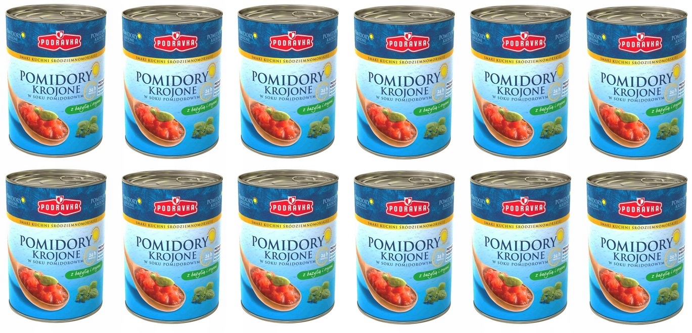 Levně 12 x 400 g Podravka rajčata krájená s bazalkou a oregánem Zgrawka