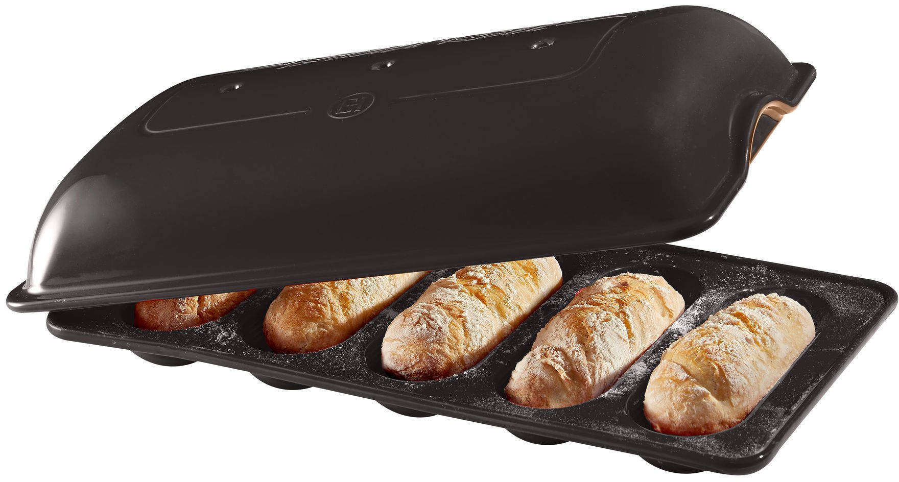 Emile Henry Keramická forma na pečenie 5 Mini Bagietek Čierna