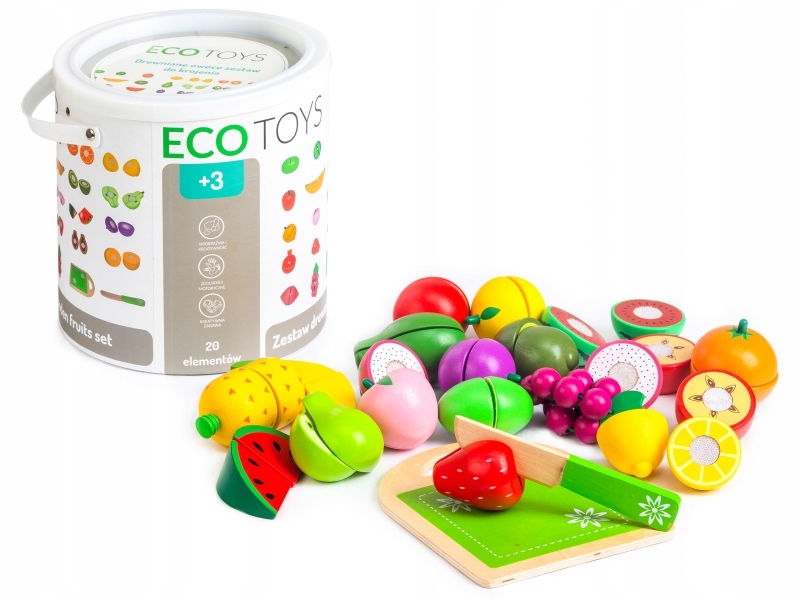 Drevené ovocie na krájanie 20ks ECOTOYS