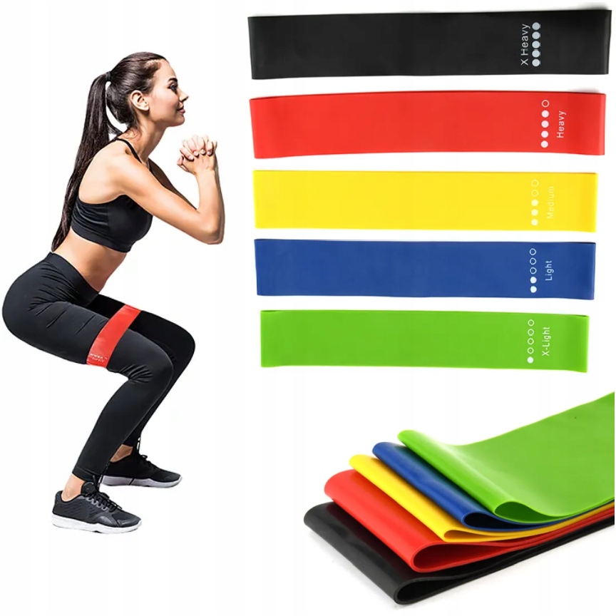 Zestaw 5 Taśm Oporowych Fitness Mini Flat Band Gumy Do Ćwiczeń Treningów