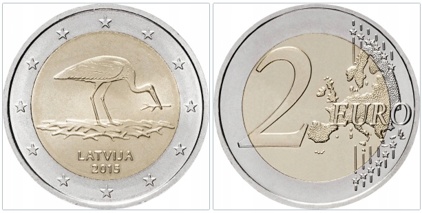 Łotwa 2015 2€.#171.Czarny Bocian.....2123