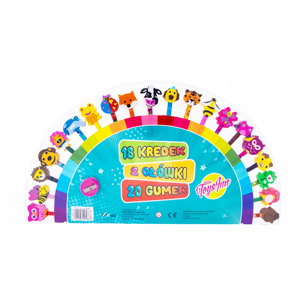 MEGA ZESTAW KOLOROWE KREDKI, OŁÓWKI Z GUMKAMI 20 szt SZKOŁA DOM PLASTYCZNE