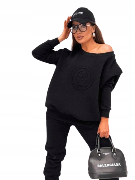 Dámská bavlněná tepláková souprava teplákovka černá oversize mikina jogger Gg