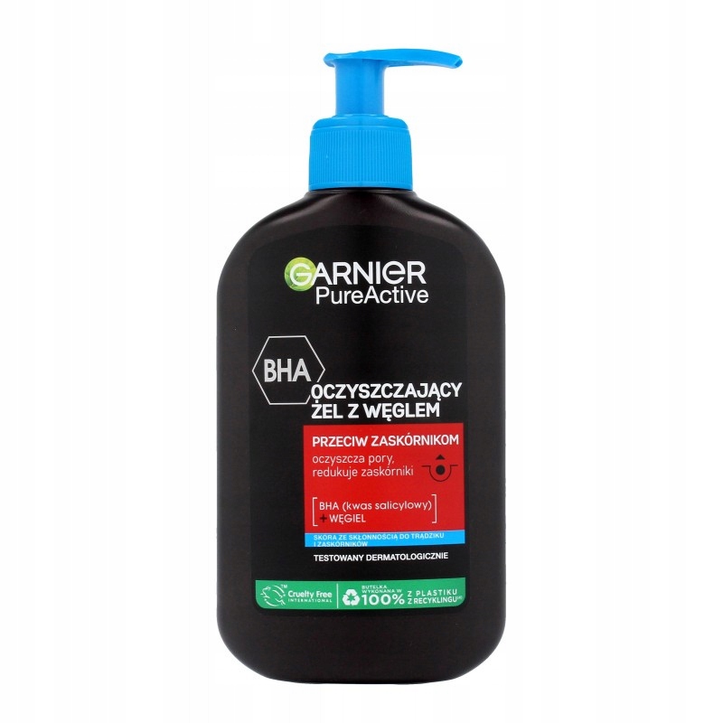 Garnier Pure Active Gel na mytí obličeje Uhlí, sklon k akné 250 ml
