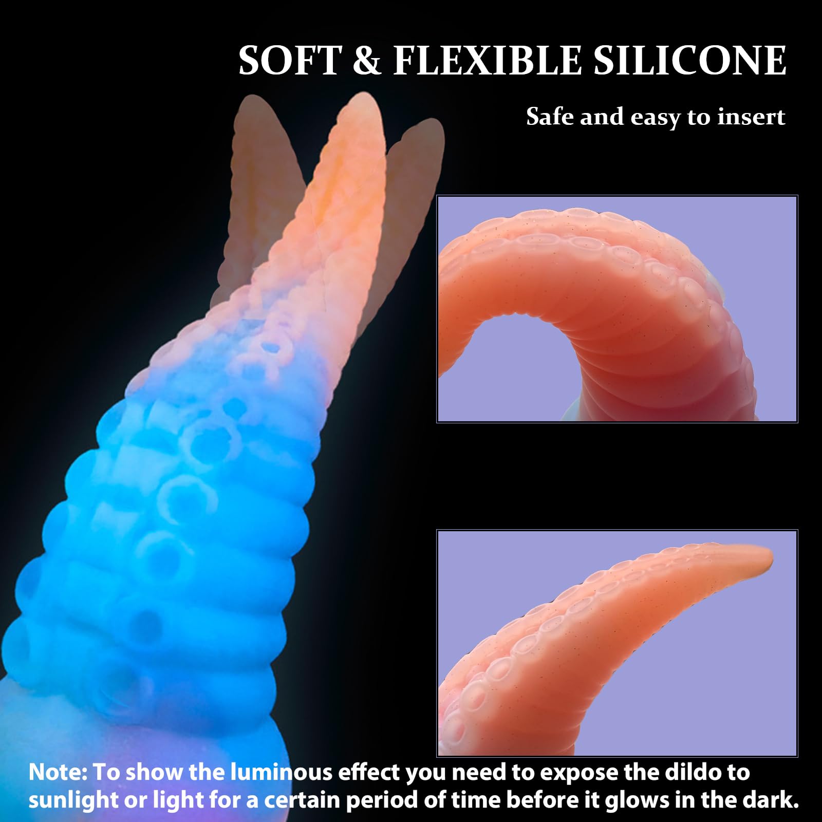 OŚMIORNICA Realistyczny Silikonowy Dildo 8.3'' Świecący Ogromny Tentacle — miniatura 5
