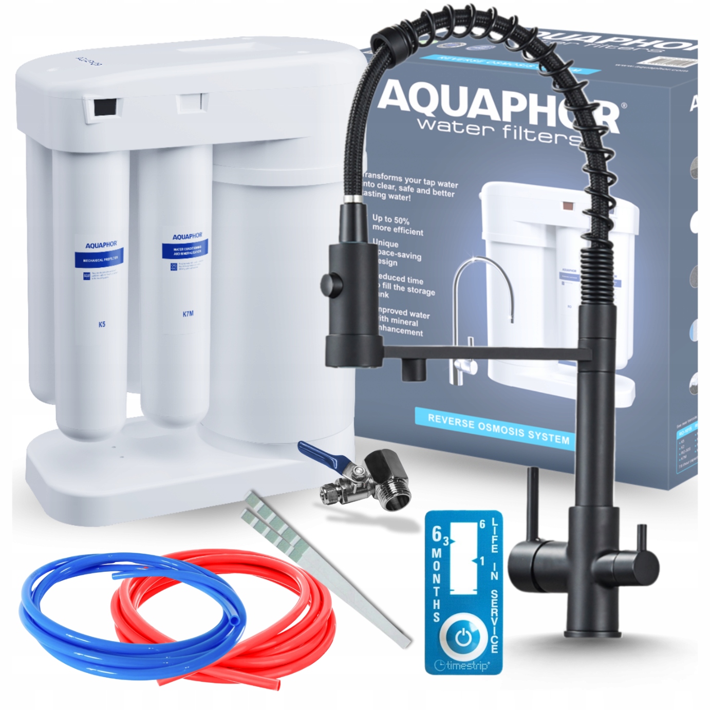 Filtr Reverzní Osmózy A Kuchyňská Baterie Černá S Výsuvným Výtokem Ari