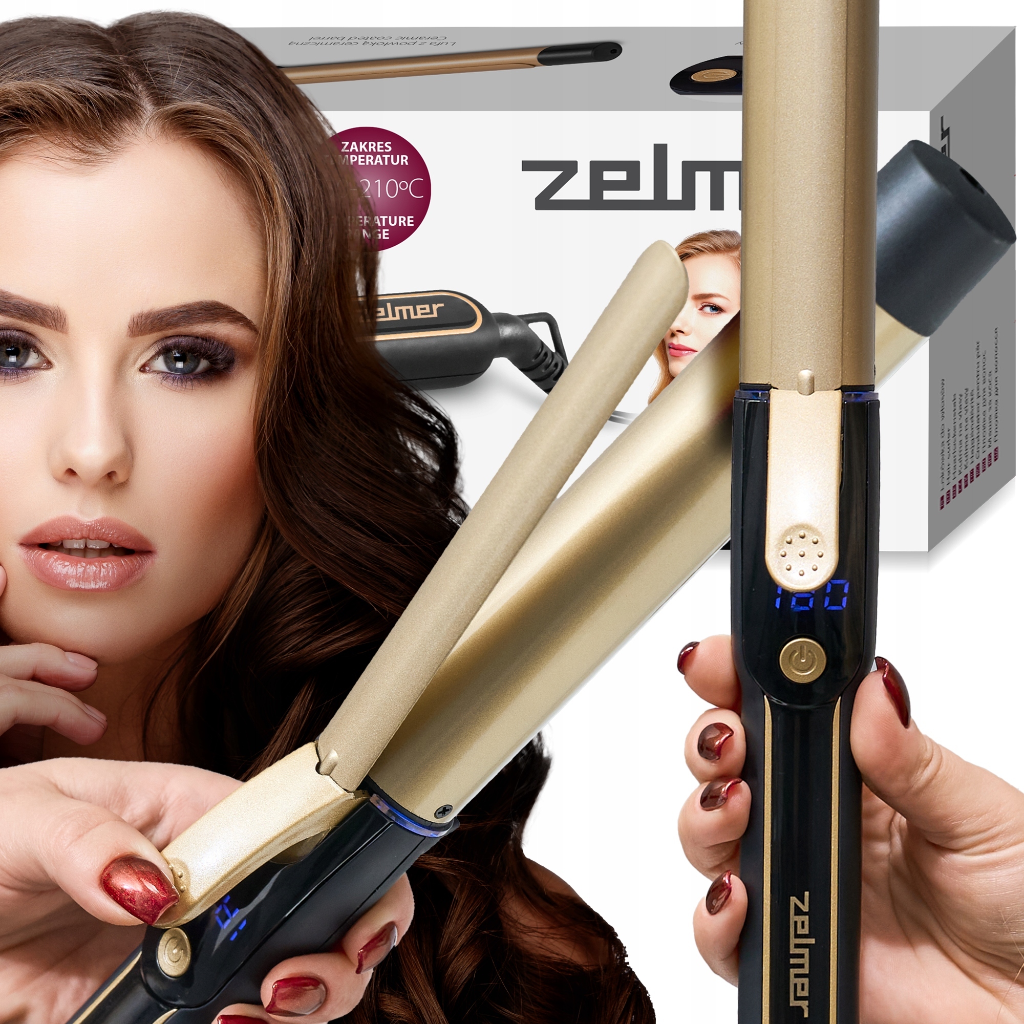 Lokówka Do Włosów Tradycyjna Ceramiczna Powłoka Zelmer Reg Temperatury 70W