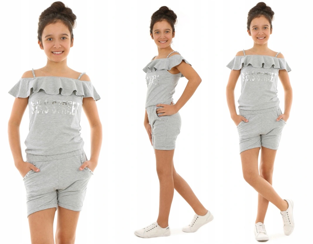 

Kombinezon z falbanką, Perełki 128-134 Szary